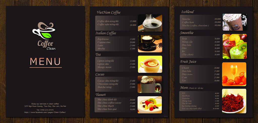 menu cafe